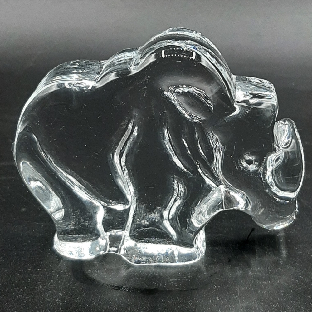 Vintage Nybro Paul Isling Heavy Solid Sweden Glass Rhino Flat Back Art Glass